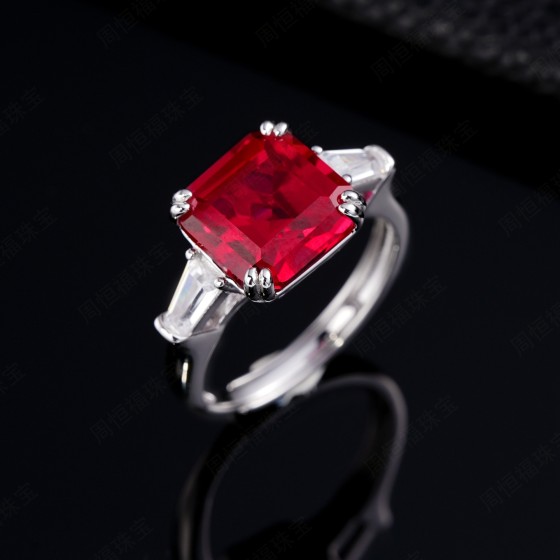 925 Silver Lab-Grown Ruby Ring(ZHF-R1606R)