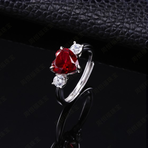 925 Silver Lab-Grown Ruby Ring(ZHF-R5503R)