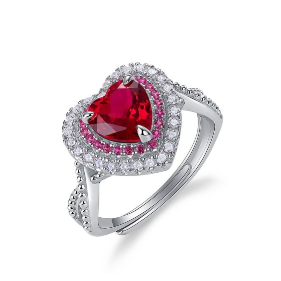 925 Silver Lab-Grown Ruby Ring(R1744R)