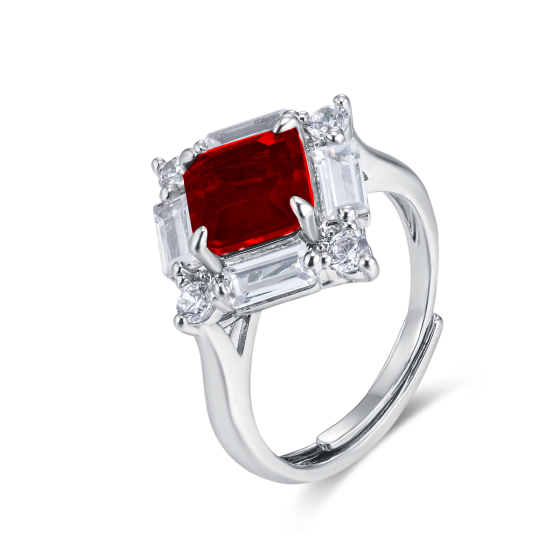 925 Silver Lab-Grown Ruby Ring(R0644R)