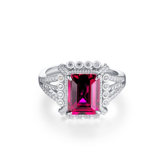 925 Silver Lab-Grown Ruby Ring(ZHF-R1630R)