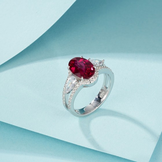 Synthetic Ruby 925 Silver Ring(ZHF-R5005R)11.5#13.5#15.5#17.5#19.5#