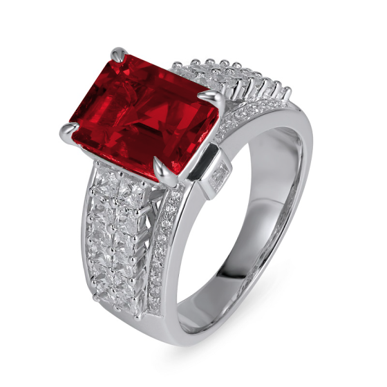 Synthetic Ruby 925 Silver Ring(ZHF-R0593R)12#14#16#17#