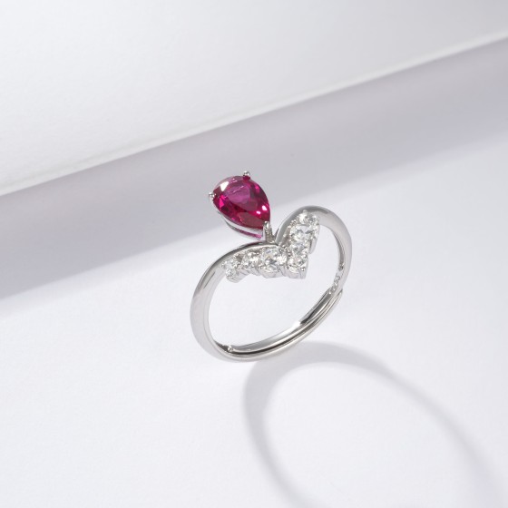 925 Silver Lab-Grown Ruby Ring(ZHF-R1365R)