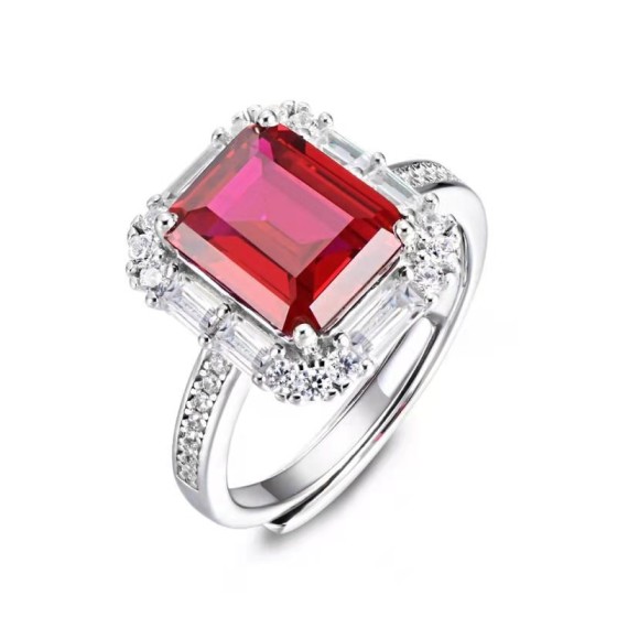925 Silver Lab-Grown Ruby Ring(ZHFR0012-1)