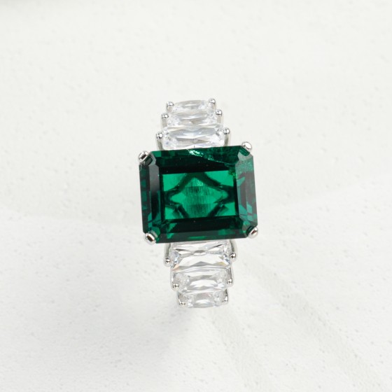 925 Silver Lab-Grown Emerald Ring(ZHF-R5004L)