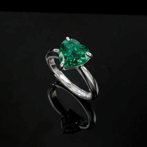 925 Silver Lab-Grown Emerald Ring(R1050)