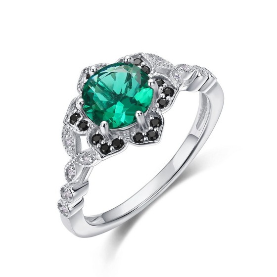 925 Silver Lab-Grown Emerald Ring（ZHF-R0926)10#11#12#13#14#15#16#18#19#20#