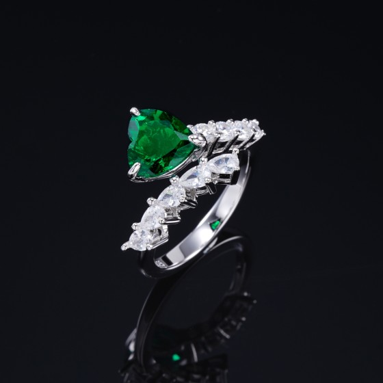 925 Silver Lab-Grown Emerald Ring(ZHF-R5505)