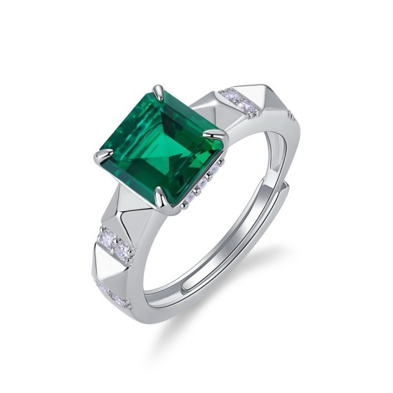 925 Silver Lab-Grown Emerald Ring(ZHF-R559)