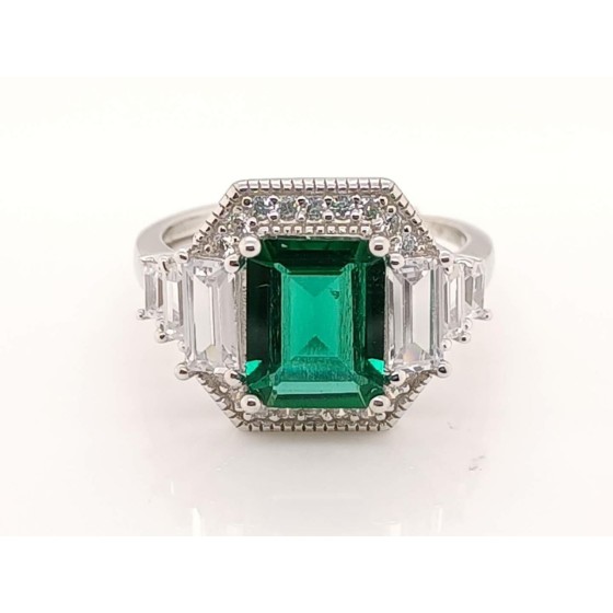 925 Silver Lab-Grown Emerald Ring(A73-R2020968)