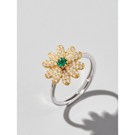 925 Silver Lab-Grown Emerald Ring(A73-R2020694)