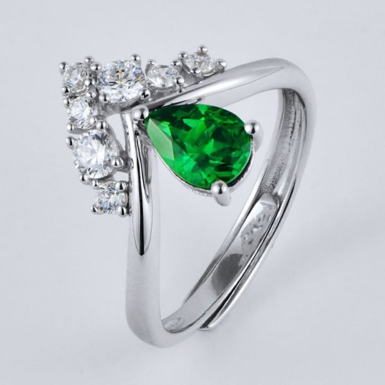 925 Silver Lab-Grown Emerald Ring(A73-R2020300)