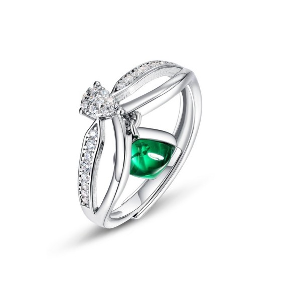925 Silver Lab-Grown Emerald Ring(A73-R2020308)