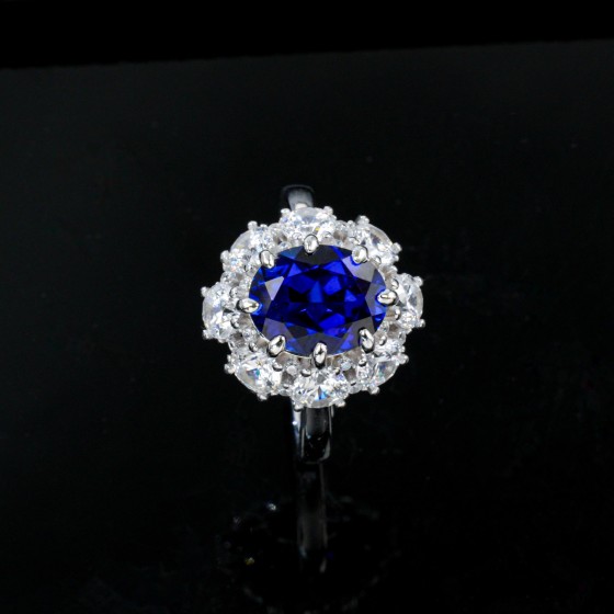 S925 Silver Lab-Grown Sapphire Ring(R143YDB)