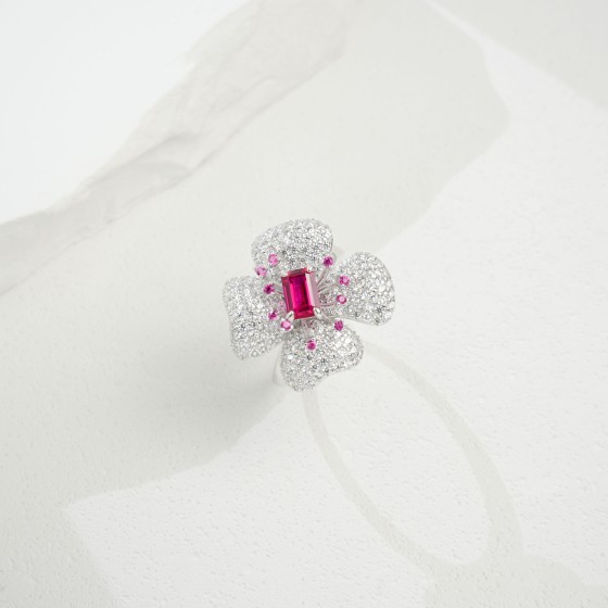 925 Silver Lab-Grown Ruby Ring(213JR0003R)