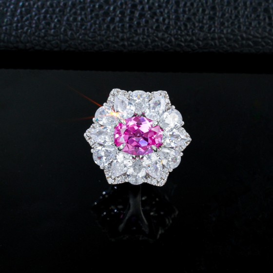 Padparadscha S925 Lab Sapphire Ring(R202516HR)