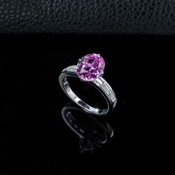 Padparadscha S925 Lab Sapphire Ring（R0477HR)