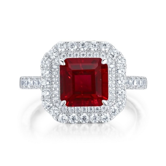925 Silver Lab-Grown Ruby Ring（ZHF-R0028R)
