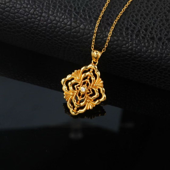 S925 Silver Pendant K Gold Yellow（P0884K)