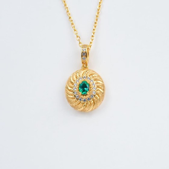925 Silver Lab-Grown Emerald Pendant(P111L)