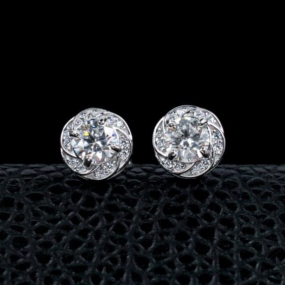 925 Sterling Silver Lab Grown Diamond Earrings（PYZE1265)