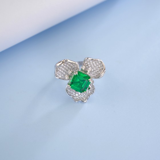S925 Silver Green Garnet Ring(R-112)13#15#17#