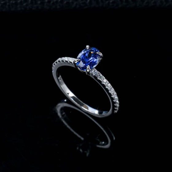 Lab-Grown Sapphire 925 Silver Ring(R0900B)