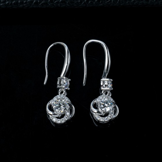 925 Sterling Silver Lab Grown Diamond Earrings(PYZE1205)