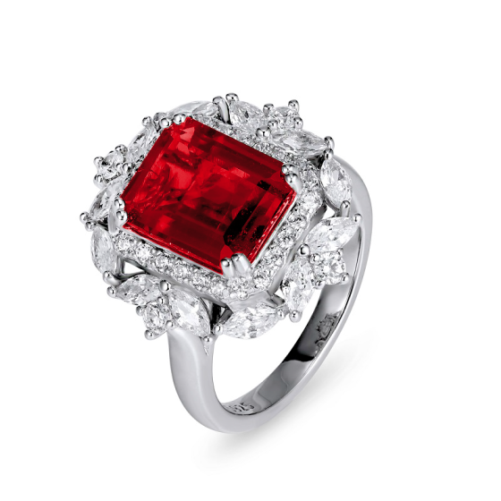 925 Silver Lab Grown Ruby Dual Wear Ring & Necklace Set（ZHFRP0233R)Chain Not Included