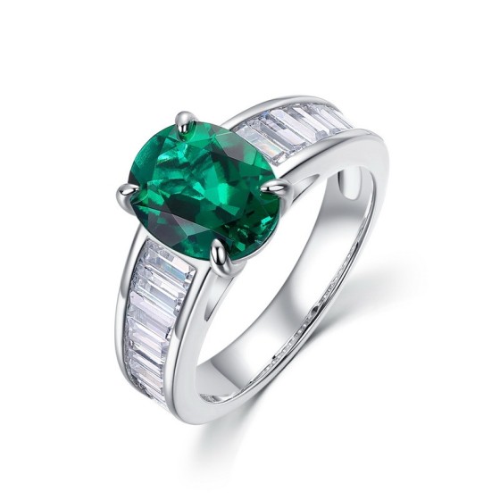 925 Silver Lab-Grown Emerald Ring(ZHF-R1624)12#14#16#18#