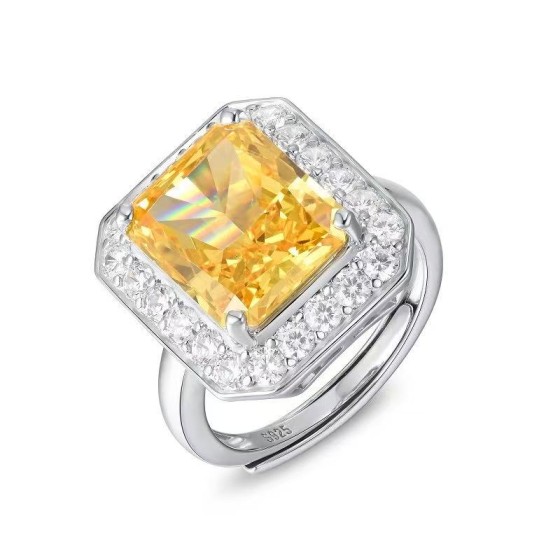 Yellow Cubic Zirconia 925 Silver Ring(RS3076C1Y)