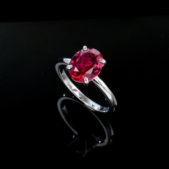 925 Silver Lab-Grown Ruby Ring(R0711R)