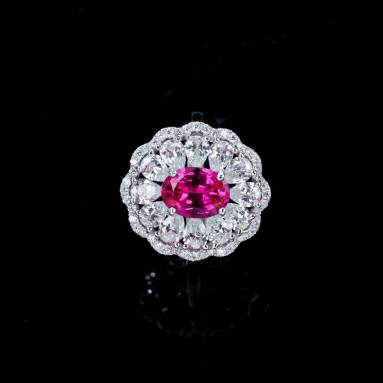 925 Silver Lab-Grown Ruby Ring(R176YR)