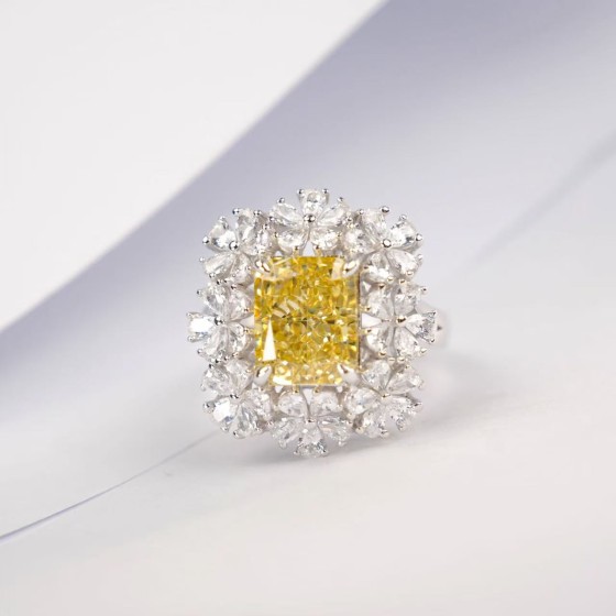 Yellow Cubic Zirconia 925 Silver Ring（ZHF-R1057Y)
