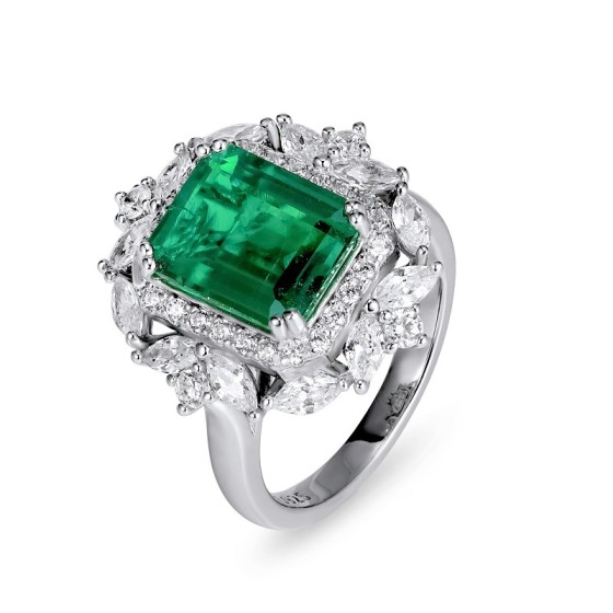 2-in-1 S925 Lab Emerald Ring（ZHFRP0233)Chain Not Included