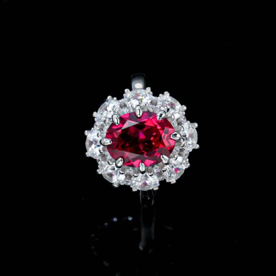 925 Silver Lab-Grown Ruby Ring(R143YR)