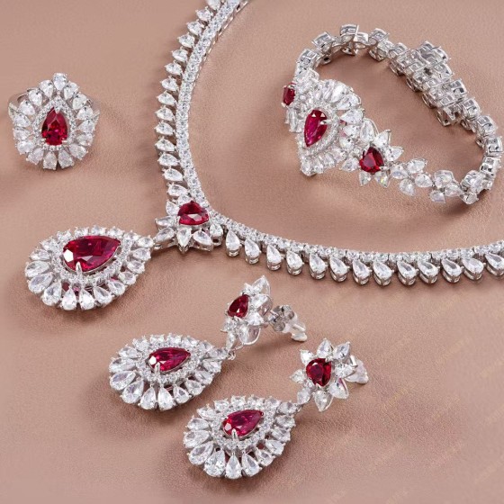 925 Silver Lab Ruby Jewelry Set(ZHF-T2020R)