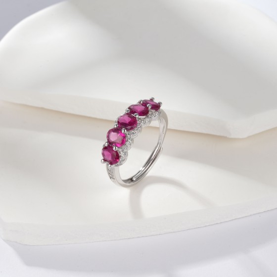 925 Silver Lab-Grown Ruby Ring(ZHF-R1441R)