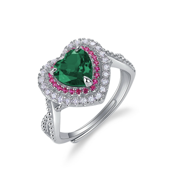Cultivated Emerald Ring in 925 Sterling Silver（R1744)