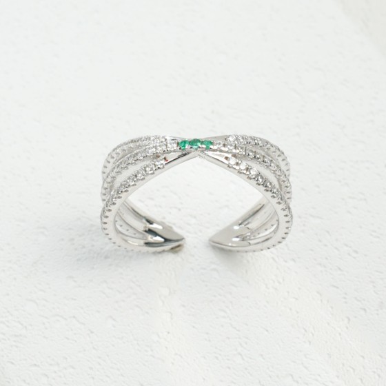 925 Silver Lab-Grown Emerald Ring(ZHF-R0592)