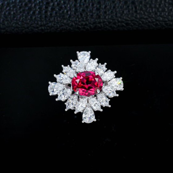 925 Silver Lab-Grown Ruby Ring(R1216YR)