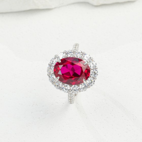 S925 Lab Ruby Ring(R0717R)