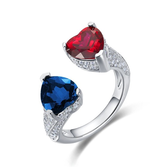 Lab Grown Ruby & Sapphire 925 Silver Ring（A73-P2021323B)