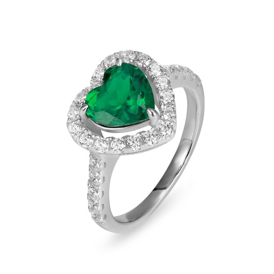 925 Silver Lab-Grown Emerald Ring(R0035)11#13#14#15#