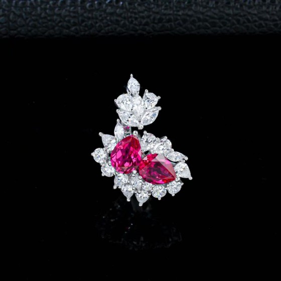 925 Silver Lab-Grown Ruby Ring(R281R)