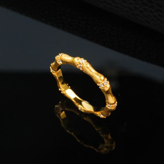 925 Sterling Silver Ring – Yellow Gold Tone（R0883K)