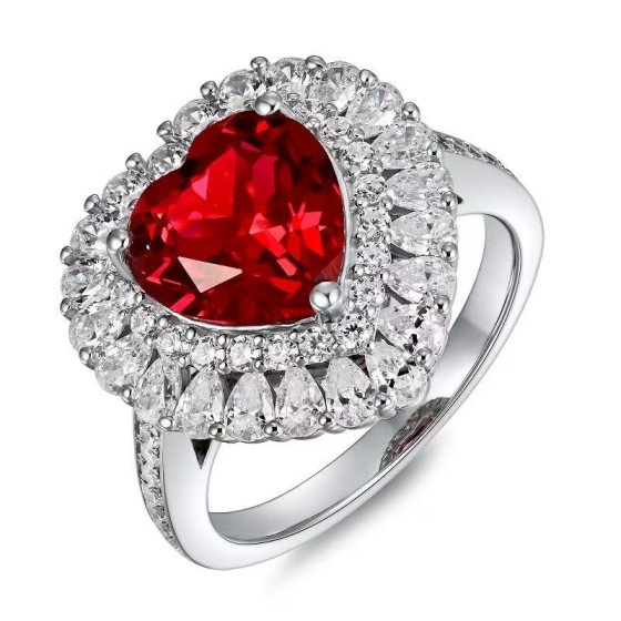 925 Silver Lab-Grown Ruby Ring(R0653R)12#14#16#18#