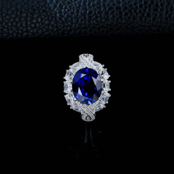 Lab-Grown Sapphire 925 Silver Ring(R123YB)