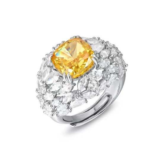 Yellow Cubic Zirconia 925 Silver Ring(RS3075C1)